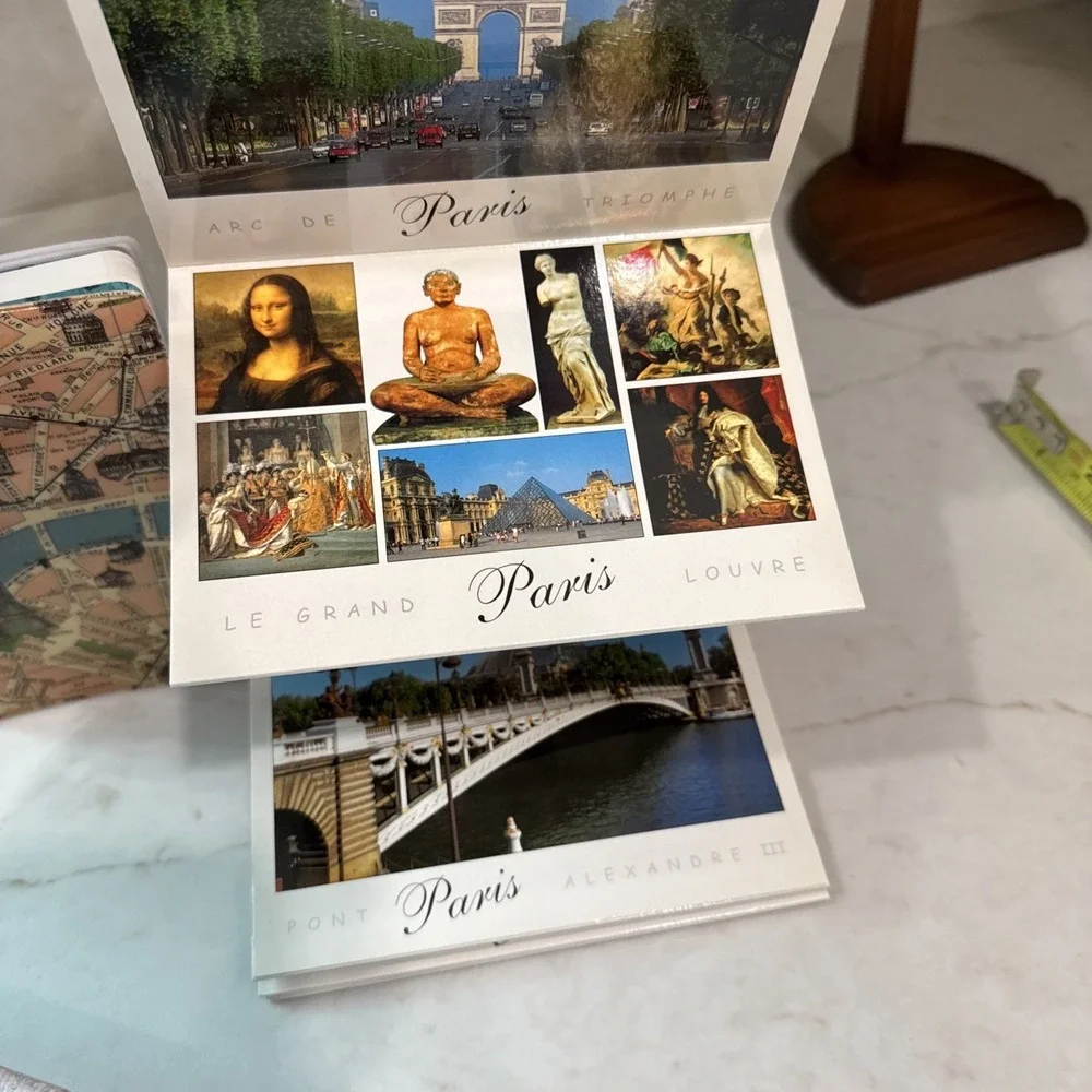 Paris France lot Mini Postcard Set‎ with envelopes small journal postcards map